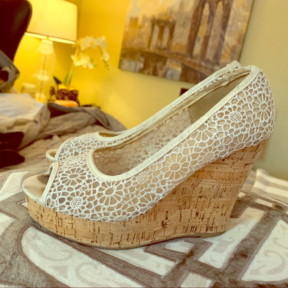 Ivory Lace Wedges